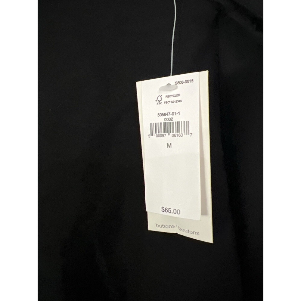 Banana Republic NWT Blouse BLACK Long Sleeve SIZE M Pleated - Picture 3 of 8